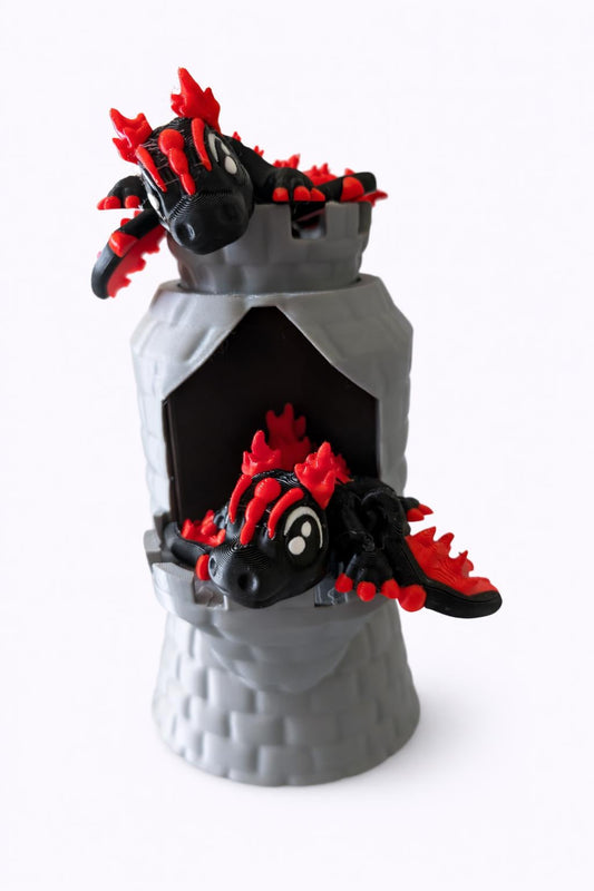 Dragon Castle Tower Play Set | Fantasy Dragon Hideaway with Secret Compartment