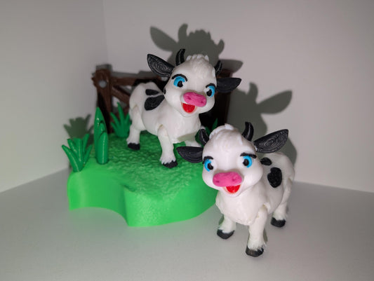 Articulating Cow Pasture Set — Hand-Painted 3D Printed Farm Toy